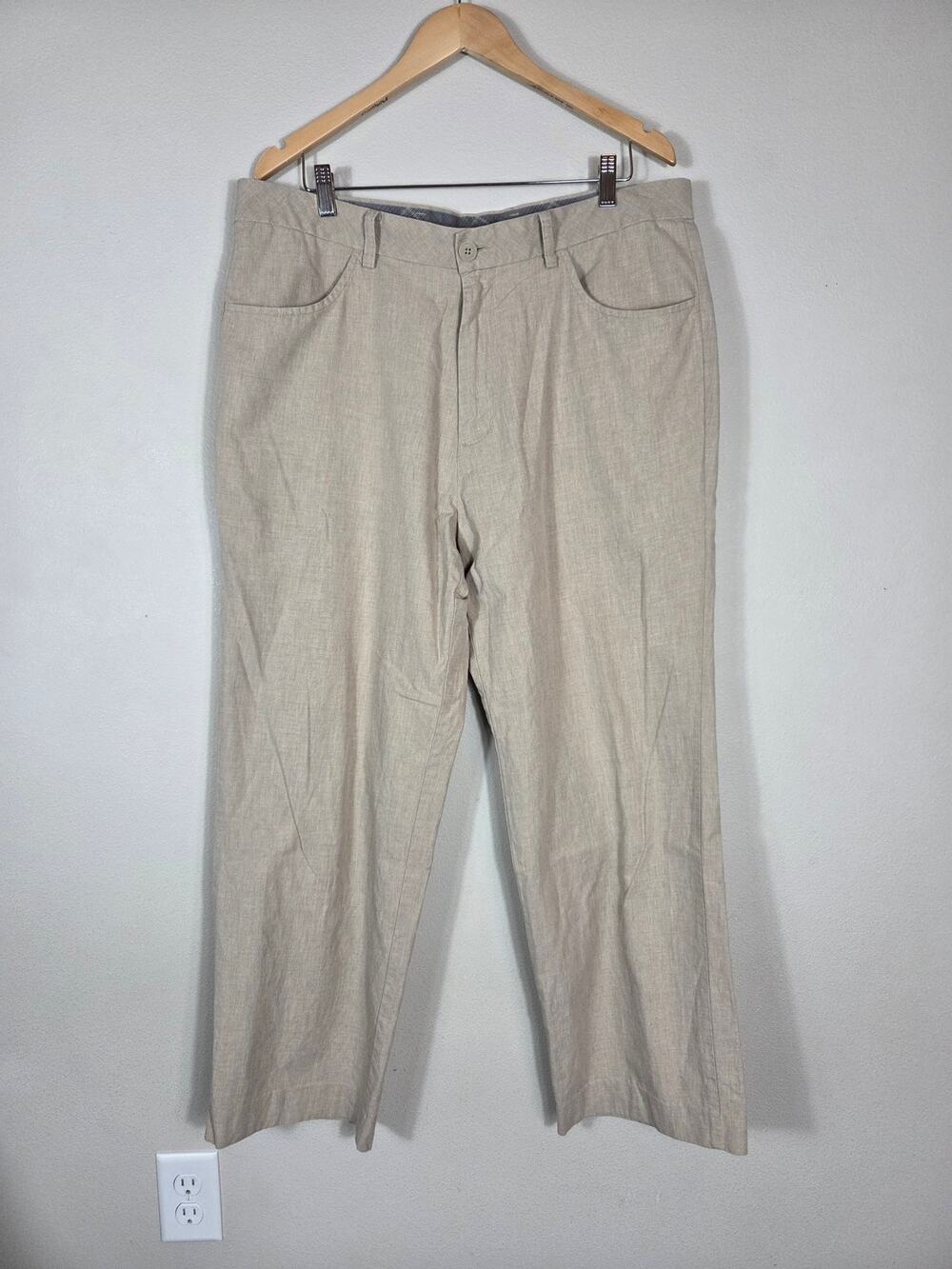 Ashworth Men's Khaki Cotton Wool Blend Golf Dress Pants Size 38